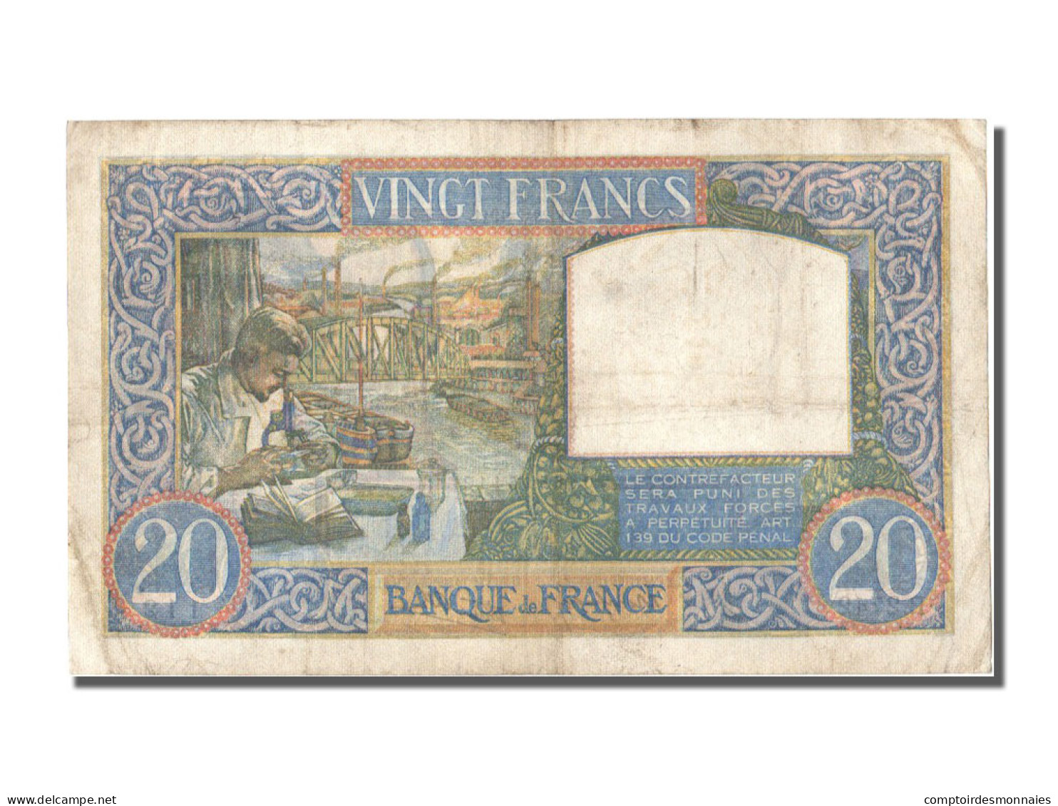 Billet, France, 20 Francs, 20 F 1939-1942 ''Science Et Travail'', 1941 - 20 F 1939-1942 ''Science Et Travail''