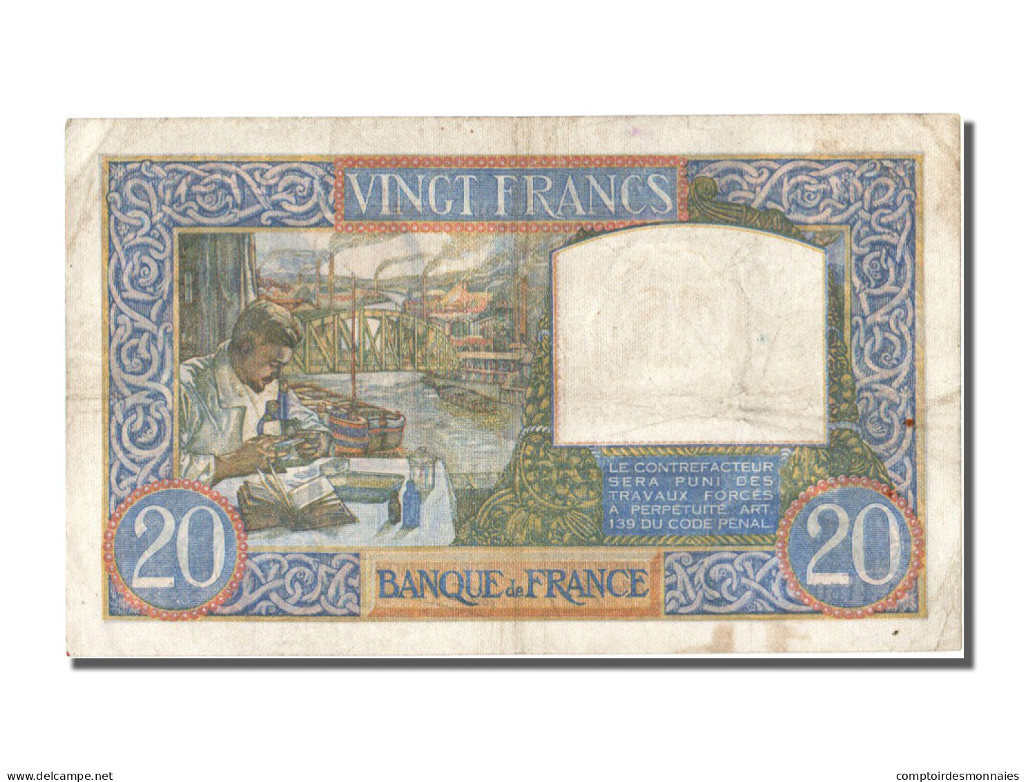 Billet, France, 20 Francs, 20 F 1939-1942 ''Science Et Travail'', 1941 - 20 F 1939-1942 ''Science Et Travail''