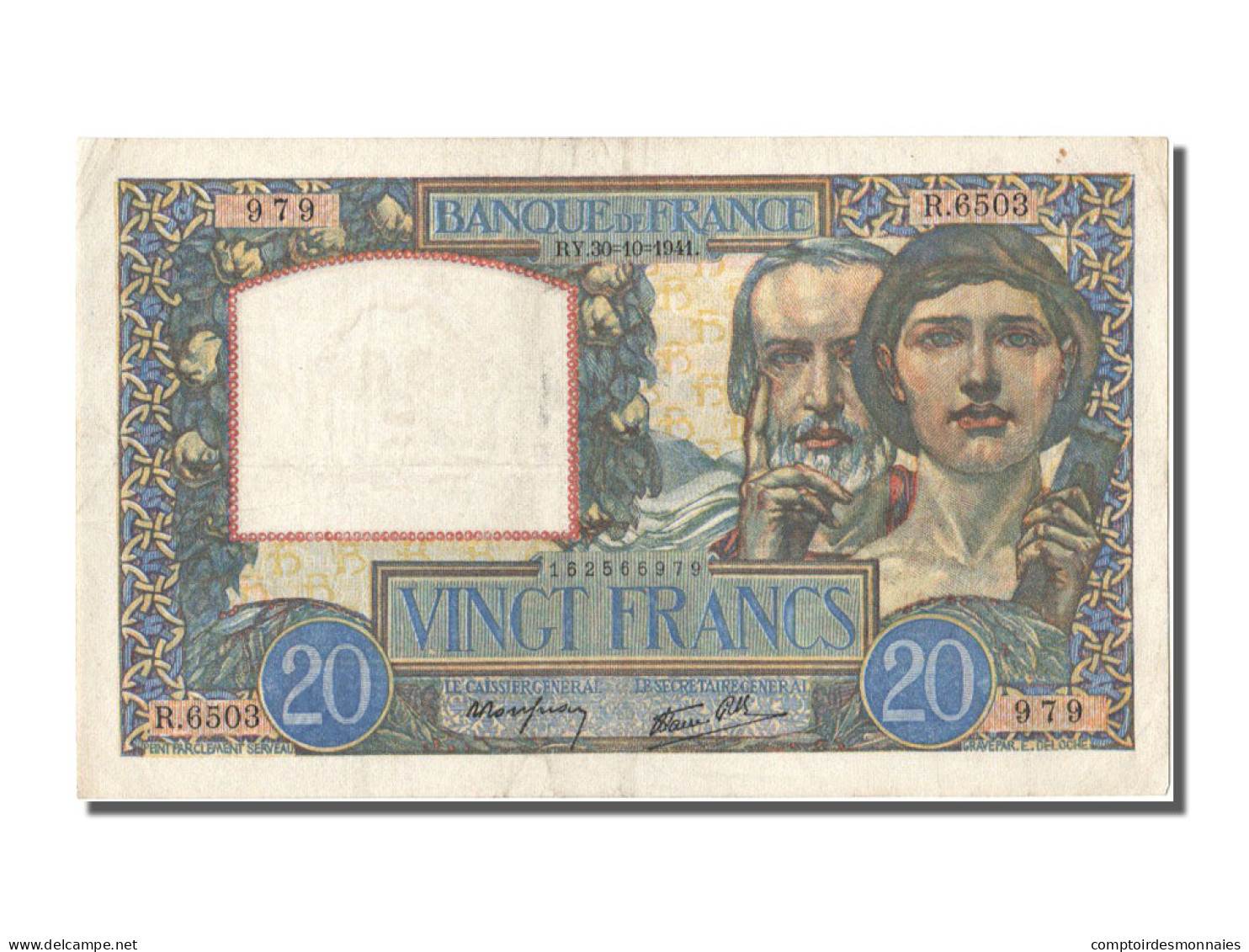 Billet, France, 20 Francs, 20 F 1939-1942 ''Science Et Travail'', 1941 - 20 F 1939-1942 ''Science Et Travail''