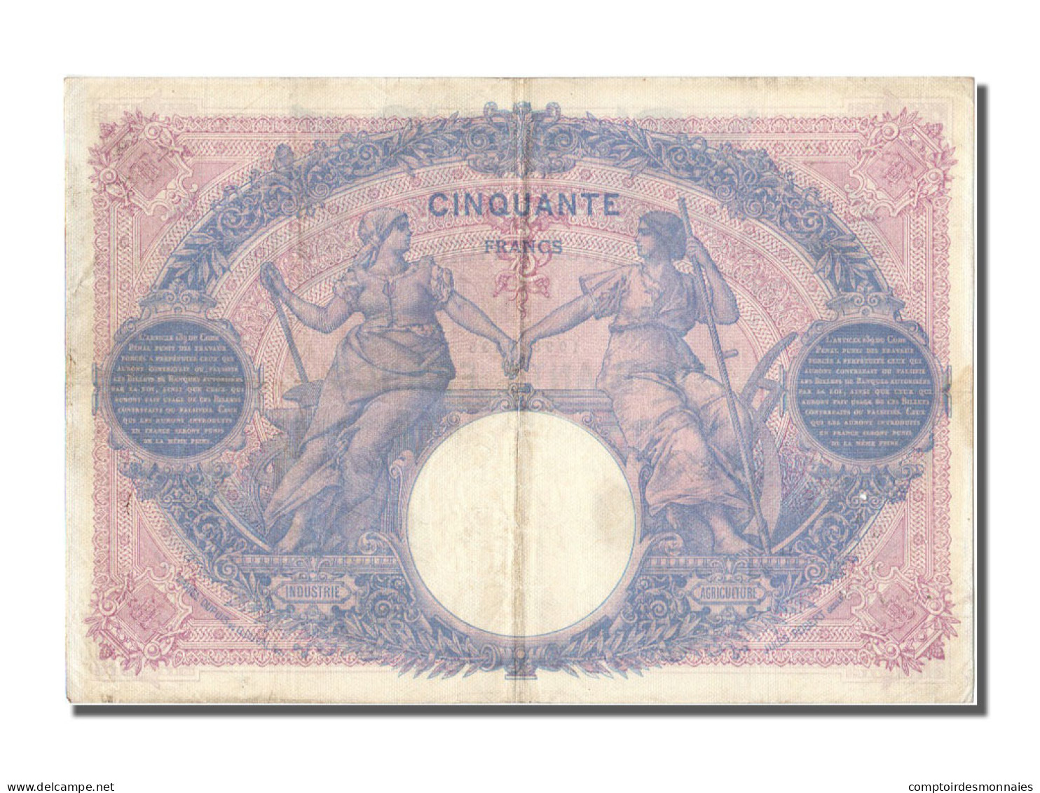 Billet, France, 50 Francs, 50 F 1889-1927 ''Bleu Et Rose'', 1912, 1912-07-27 - 50 F 1889-1927 ''Bleu Et Rose''