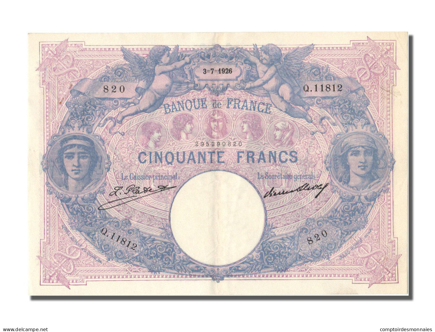 Billet, France, 50 Francs, 50 F 1889-1927 ''Bleu Et Rose'', 1926, 1926-07-03 - 50 F 1889-1927 ''Bleu Et Rose''