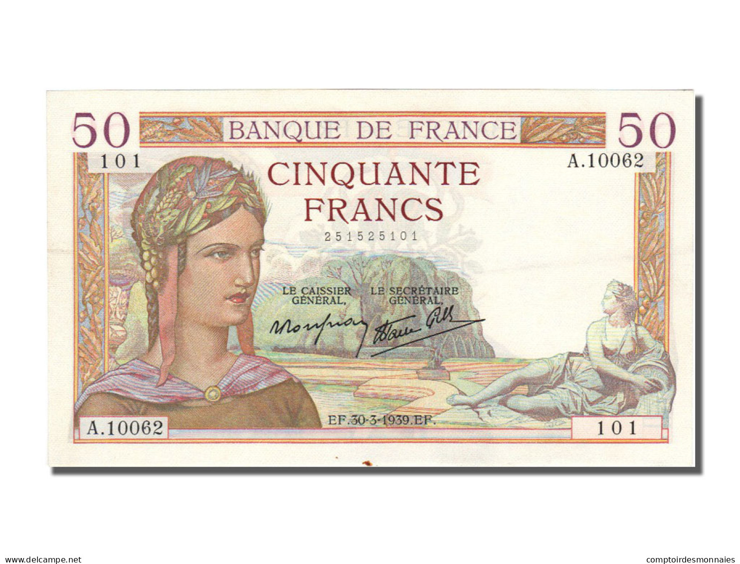 Billet, France, 50 Francs, 50 F 1934-1940 ''Cérès'', 1939, 1939-03-30, SUP - 50 F 1934-1940 ''Cérès''