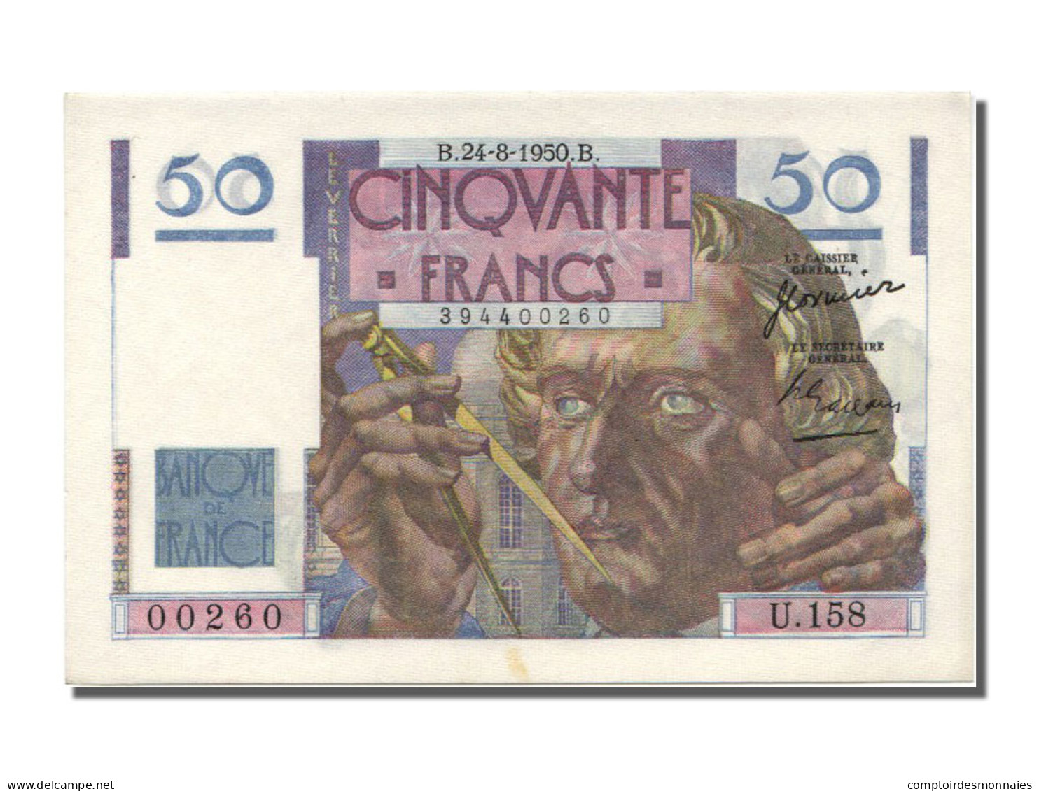 Billet, France, 50 Francs, 50 F 1946-1951 ''Le Verrier'', 1950, 1950-08-24 - 50 F 1946-1951 ''Le Verrier''