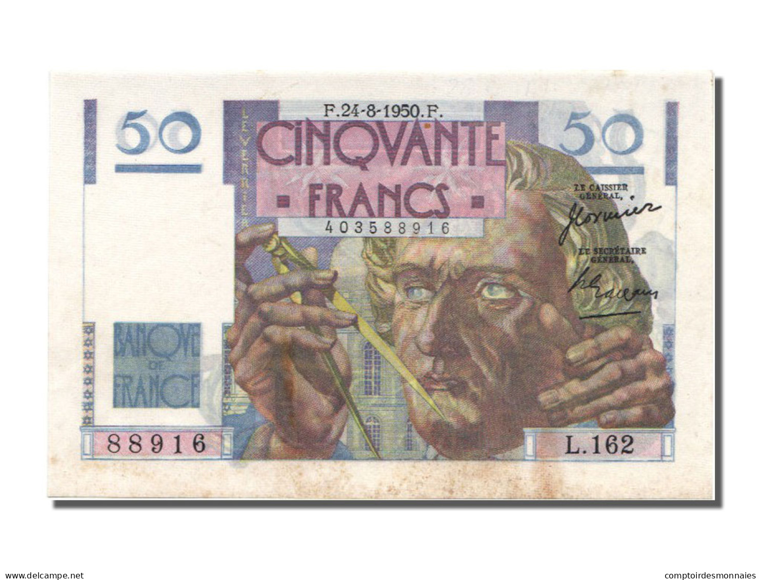 Billet, France, 50 Francs, 50 F 1946-1951 ''Le Verrier'', 1950, 1950-08-24 - 50 F 1946-1951 ''Le Verrier''