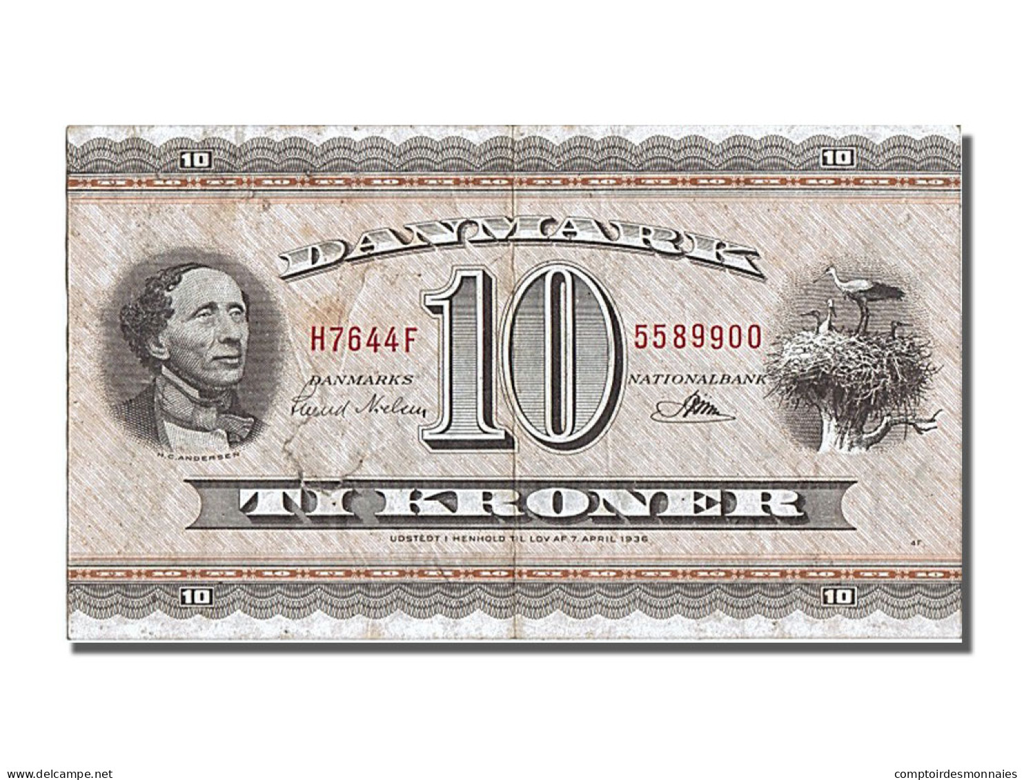 Billet, Danemark, 10 Kroner, 1950, TB+ - Danemark
