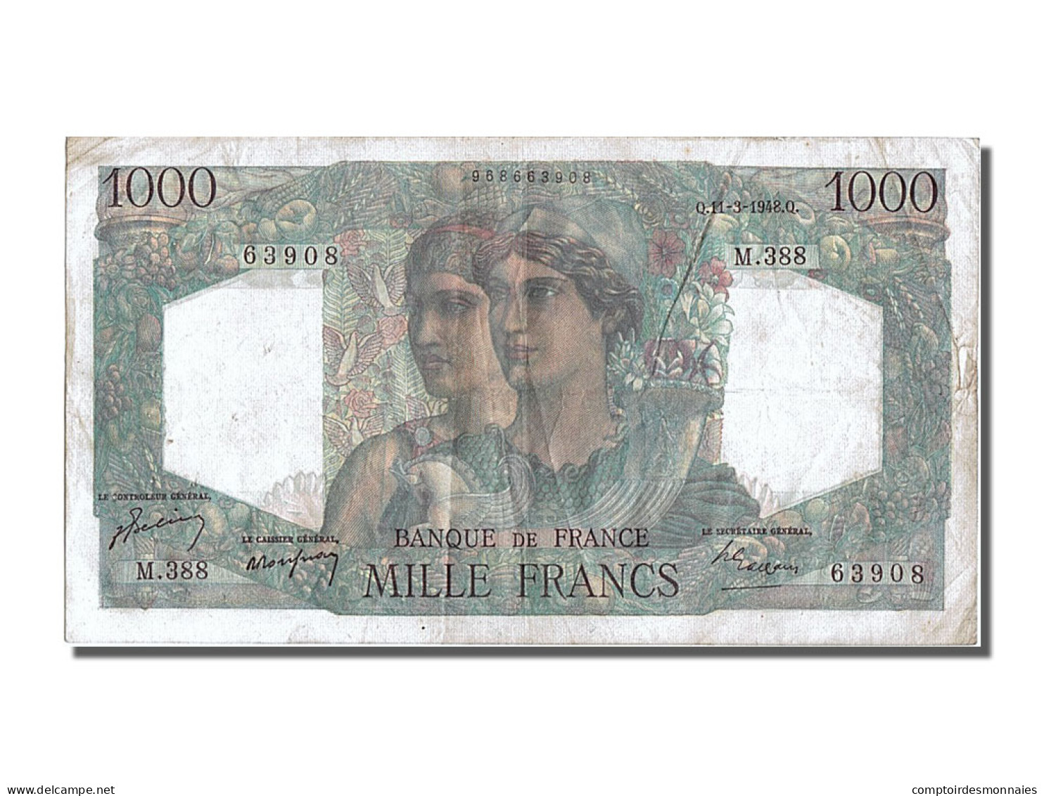 Billet, France, 1000 Francs, 1 000 F 1945-1950 ''Minerve Et Hercule'', 1948 - 1 000 F 1945-1950 ''Minerve Et Hercule''