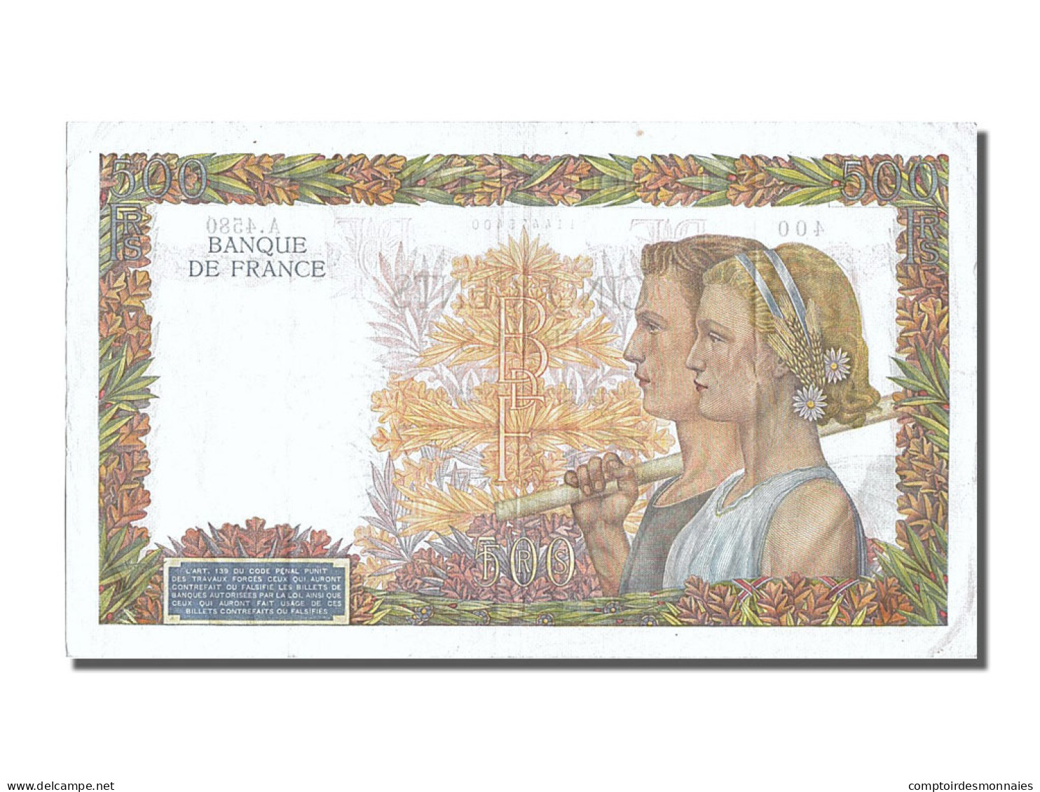 Billet, France, 500 Francs, 500 F 1940-1944 ''La Paix'', 1942, 1942-01-29, SUP - 500 F 1940-1944 ''La Paix''