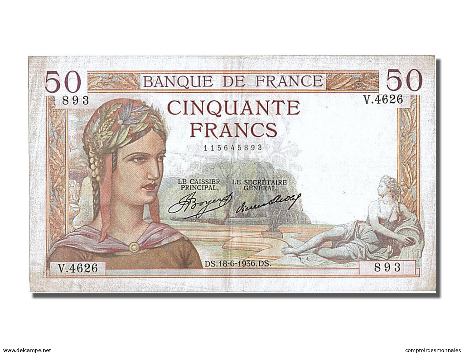 Billet, France, 50 Francs, 50 F 1934-1940 ''Cérès'', 1936, 1936-06-18, SUP - 50 F 1934-1940 ''Cérès''