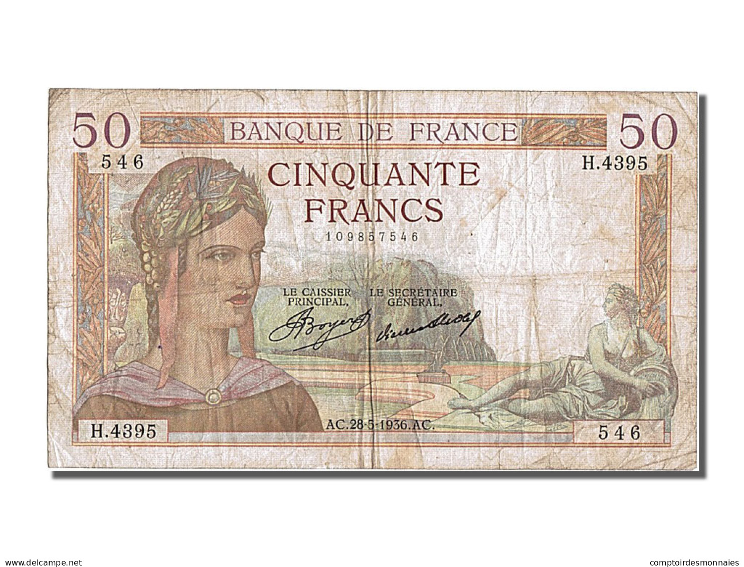 Billet, France, 50 Francs, 50 F 1934-1940 ''Cérès'', 1936, 1936-05-28, TB - 50 F 1934-1940 ''Cérès''