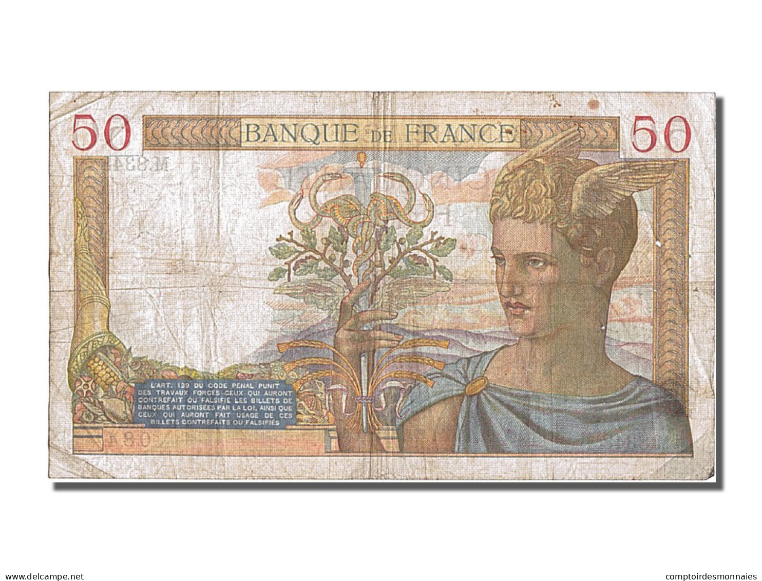 Billet, France, 50 Francs, 50 F 1934-1940 ''Cérès'', 1938, 1938-05-27, TB+ - 50 F 1934-1940 ''Cérès''