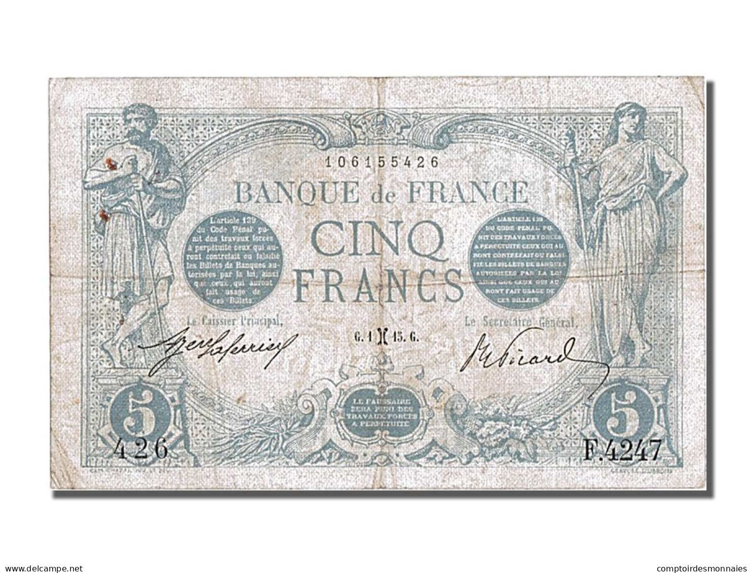 Billet, France, 5 Francs, 5 F 1912-1917 ''Bleu'', 1915, 1915-02-01, TB+ - 5 F 1912-1917 ''Bleu''