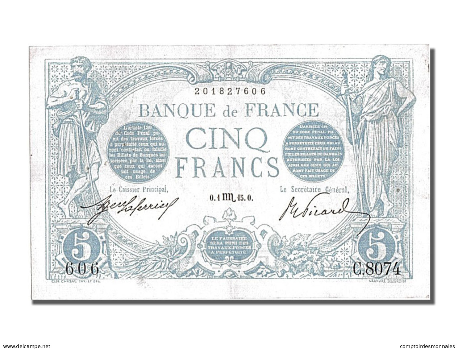 Billet, France, 5 Francs, 5 F 1912-1917 ''Bleu'', 1915, 1915-10-01, SUP - 5 F 1912-1917 ''Bleu''