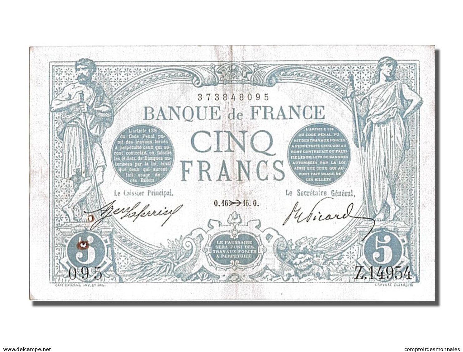 Billet, France, 5 Francs, 5 F 1912-1917 ''Bleu'', 1916, 1916-11-16, SUP - 5 F 1912-1917 ''Bleu''