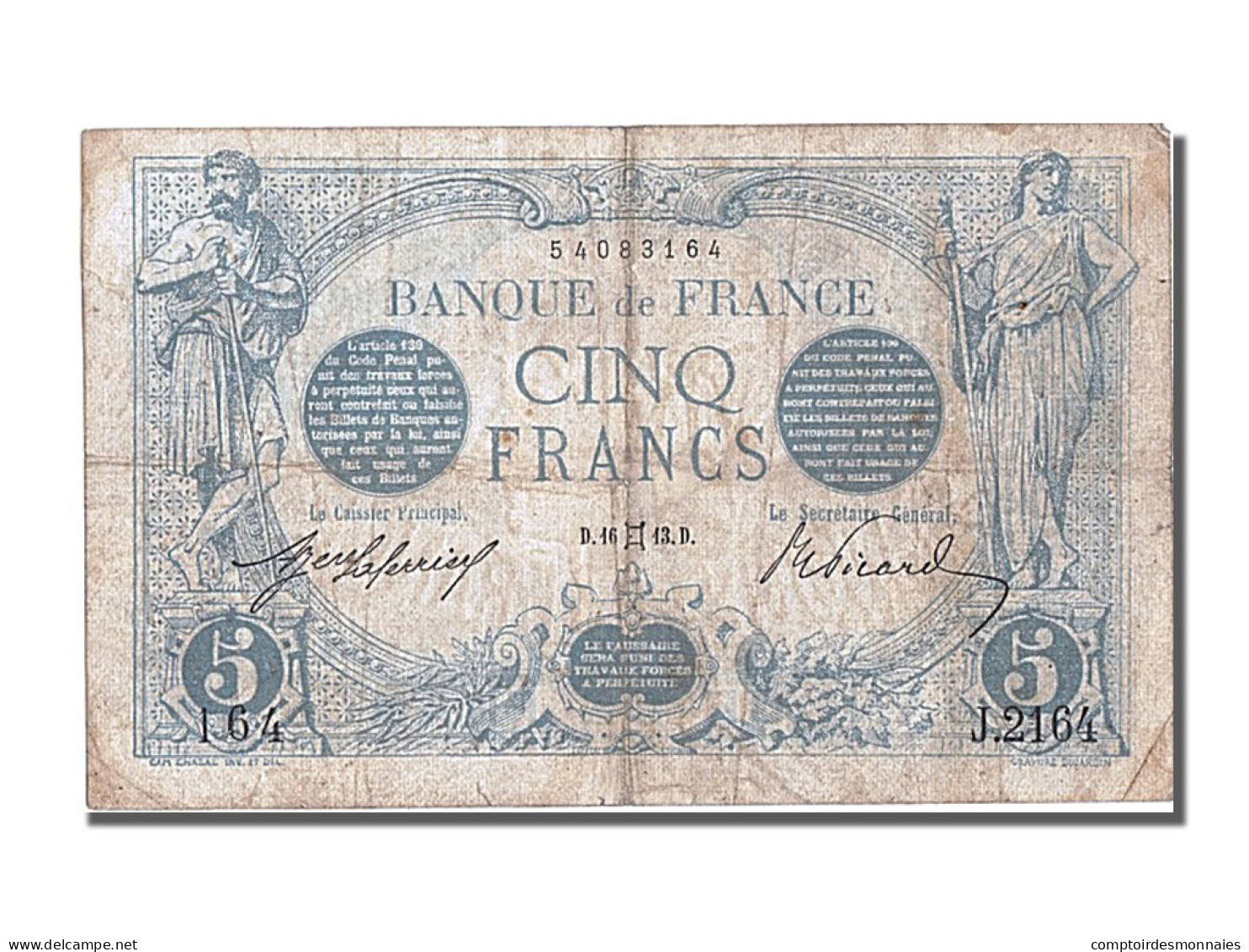 Billet, France, 5 Francs, 5 F 1912-1917 ''Bleu'', 1913, 1913-05-16, TB+ - 5 F 1912-1917 ''Bleu''