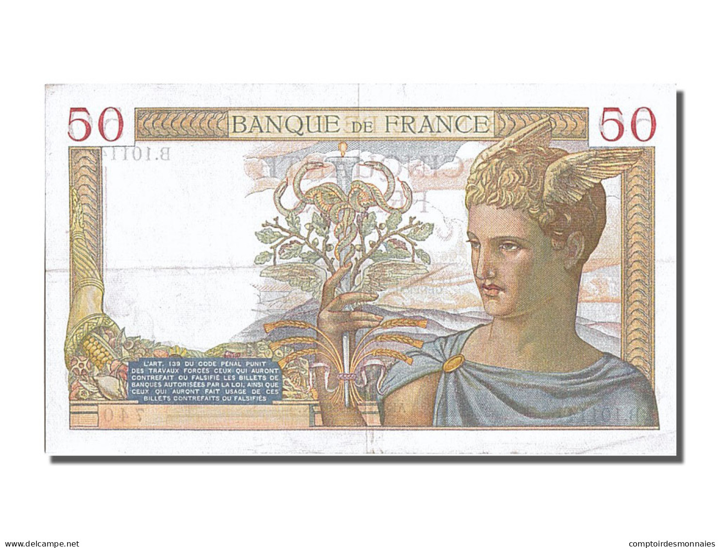 Billet, France, 50 Francs, 50 F 1934-1940 ''Cérès'', 1939, 1939-04-13, SUP+ - 50 F 1934-1940 ''Cérès''