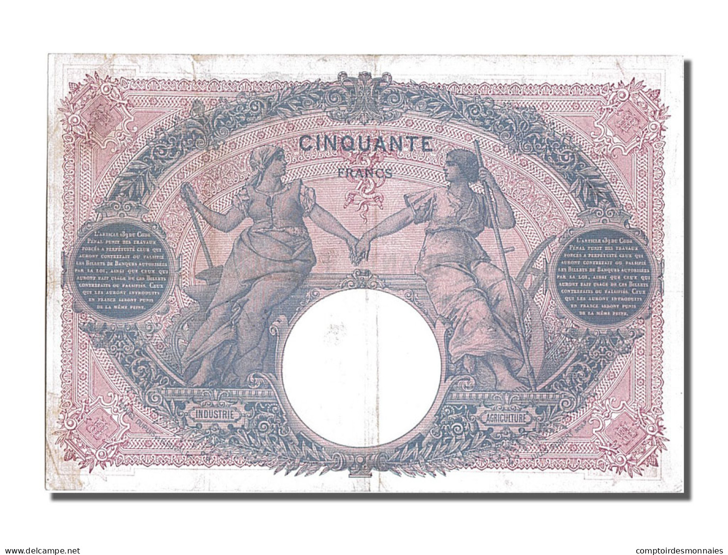 Billet, France, 50 Francs, 50 F 1889-1927 ''Bleu Et Rose'', 1907, 1907-12-28 - 50 F 1889-1927 ''Bleu Et Rose''