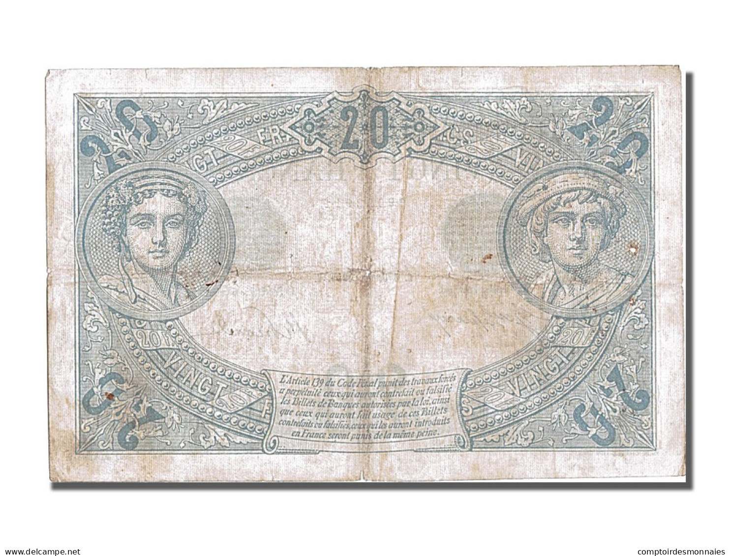 Billet, France, 20 Francs, 20 F 1905-1913 ''Bleu'', 1912, 1912-10-04, TTB+ - 20 F 1905-1913 ''Bleu''