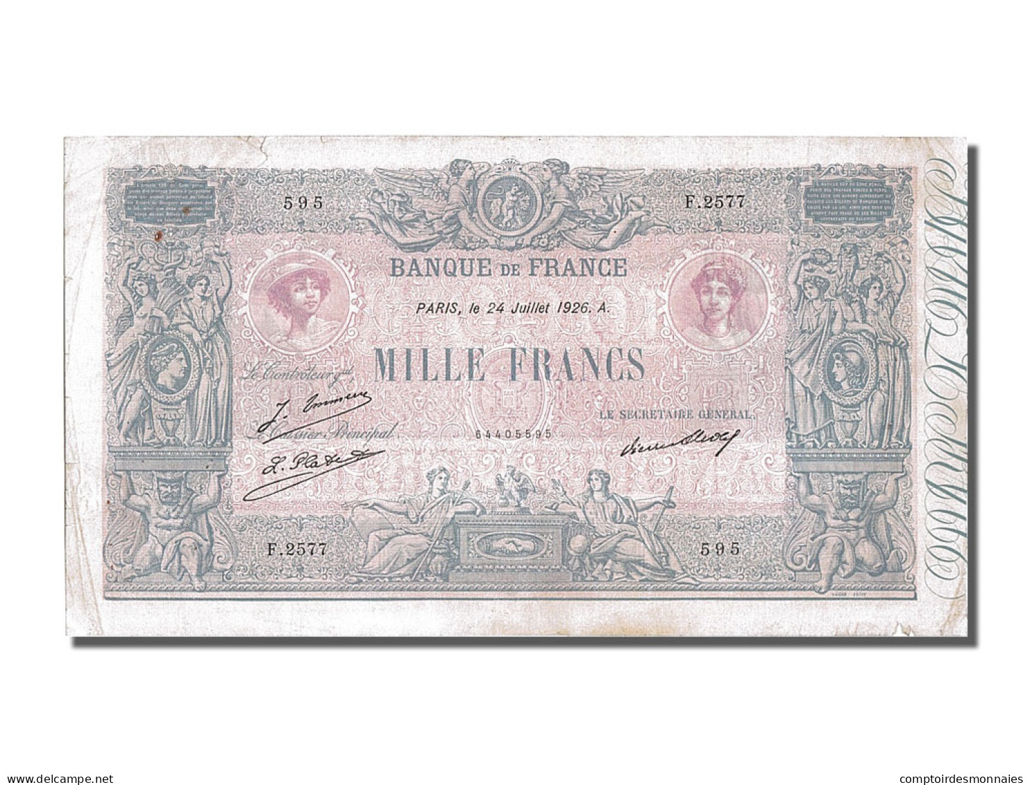 Billet, France, 1000 Francs, 1 000 F 1889-1926 ''Bleu Et Rose'', 1926 - 1 000 F 1889-1926 ''Bleu Et Rose''