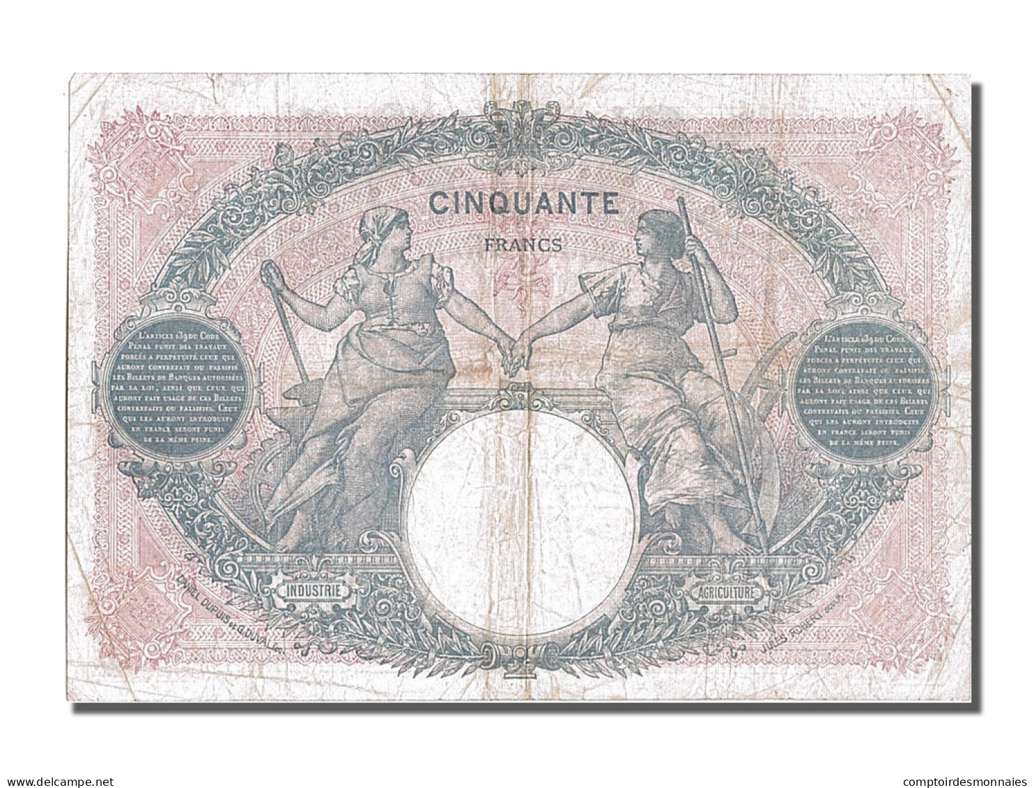 Billet, France, 50 Francs, 50 F 1889-1927 ''Bleu Et Rose'', 1924, 1924-08-01 - 50 F 1889-1927 ''Bleu Et Rose''