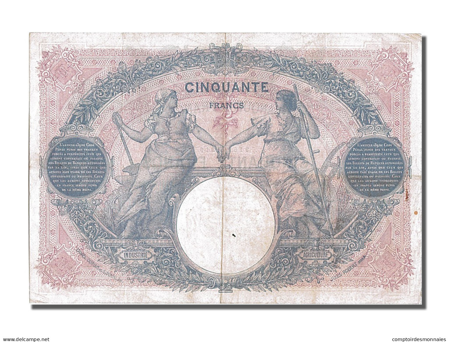 Billet, France, 50 Francs, 50 F 1889-1927 ''Bleu Et Rose'', 1919, 1919-09-09 - 50 F 1889-1927 ''Bleu Et Rose''