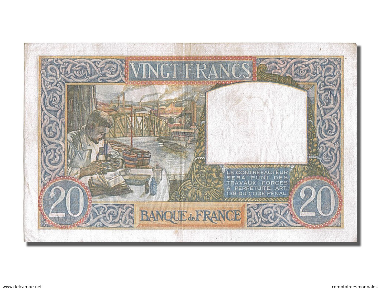 Billet, France, 20 Francs, 20 F 1939-1942 ''Science Et Travail'', 1939 - 20 F 1939-1942 ''Science Et Travail''