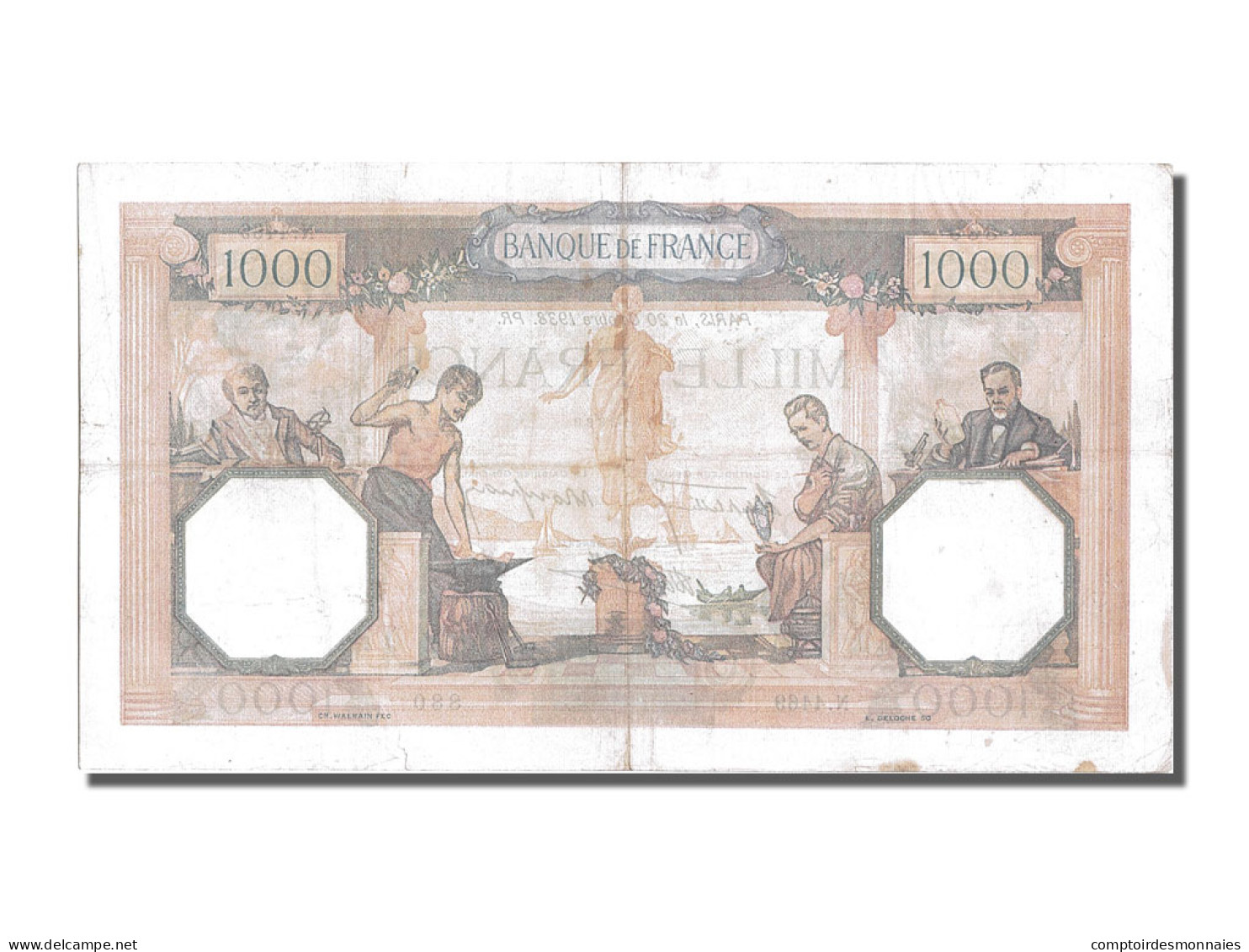 Billet, France, 500 Francs, 1 000 F 1927-1940 ''Cérès Et Mercure'', 1938 - 1 000 F 1927-1940 ''Cérès E Mercure''