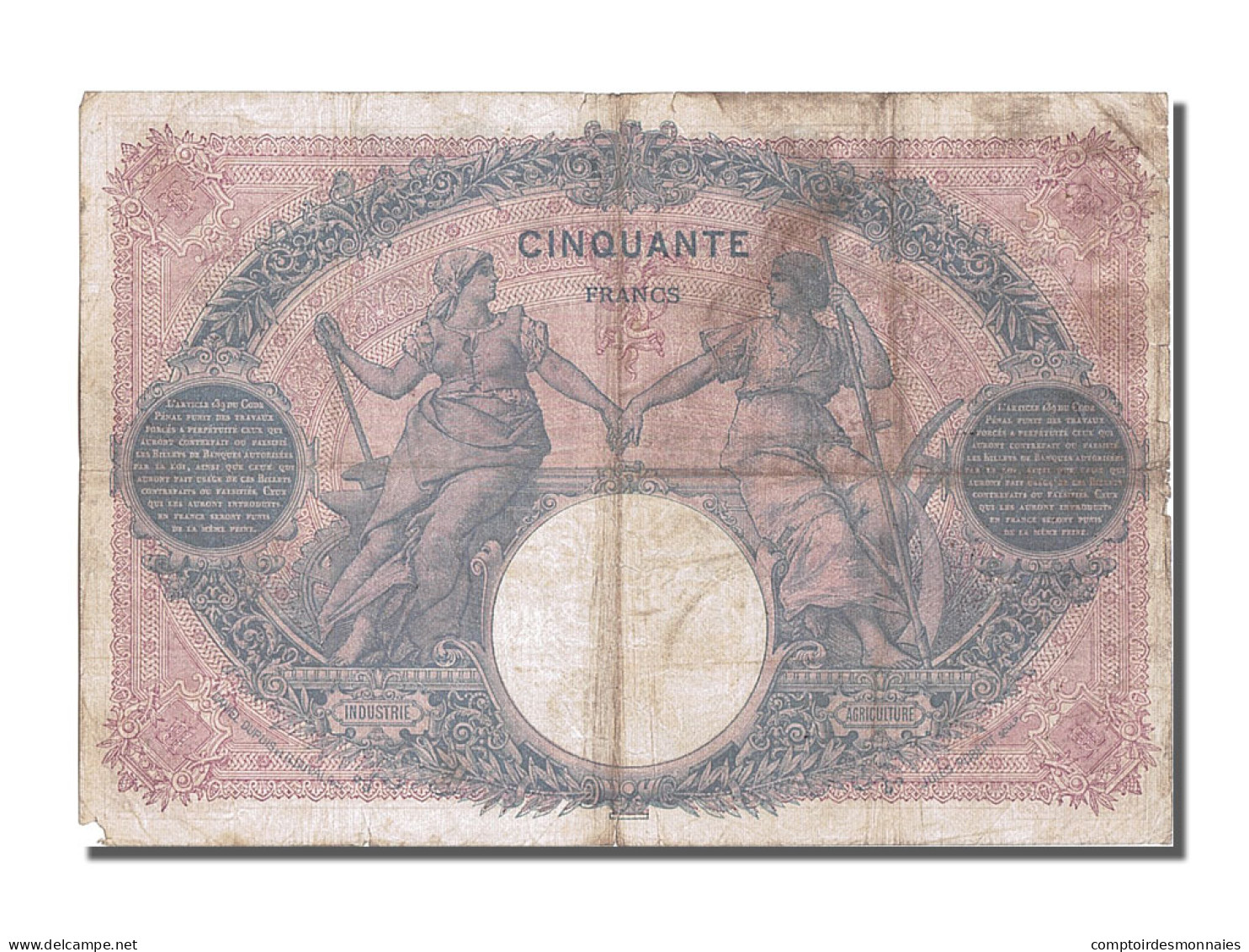 Billet, France, 50 Francs, 50 F 1889-1927 ''Bleu Et Rose'', 1906, 1906-04-06 - 50 F 1889-1927 ''Bleu Et Rose''