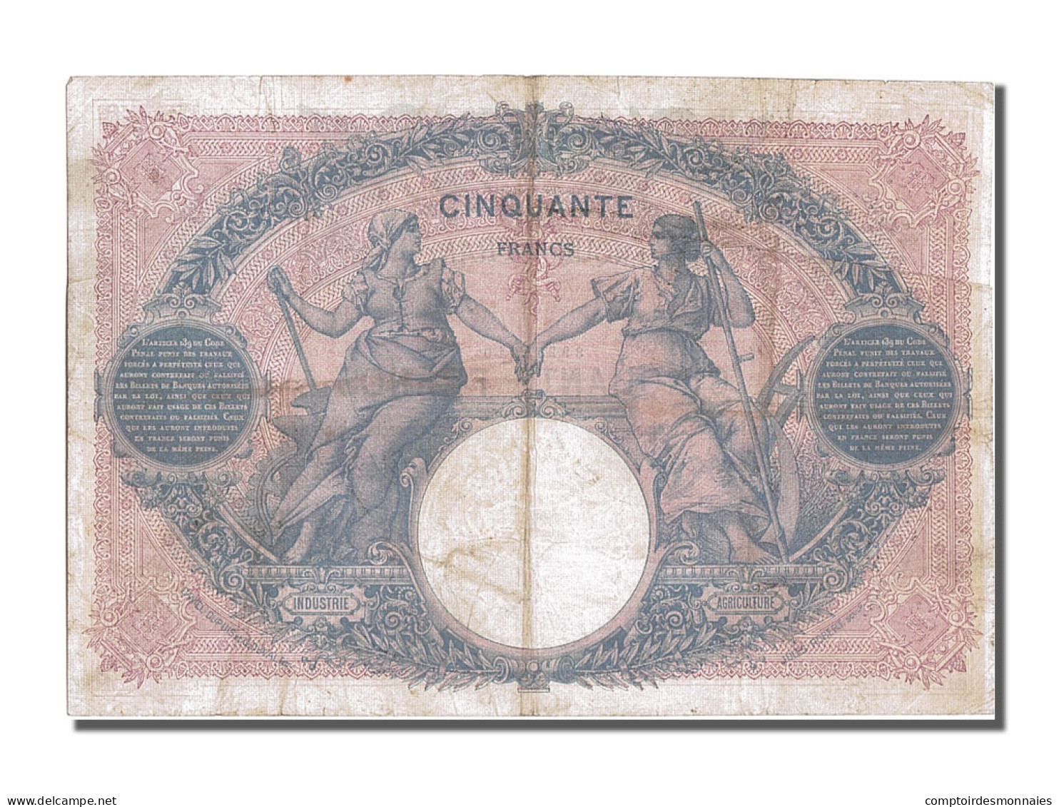 Billet, France, 50 Francs, 50 F 1889-1927 ''Bleu Et Rose'', 1909, 1909-05-27 - 50 F 1889-1927 ''Bleu Et Rose''