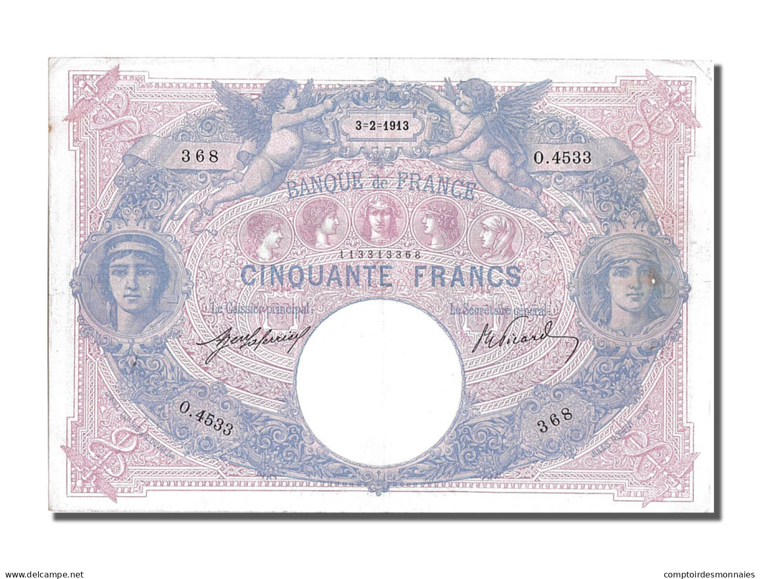 Billet, France, 50 Francs, 50 F 1889-1927 ''Bleu Et Rose'', 1913, 1913-02-03 - 50 F 1889-1927 ''Bleu Et Rose''