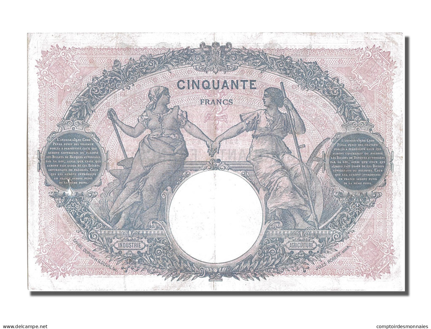 Billet, France, 50 Francs, 50 F 1889-1927 ''Bleu Et Rose'', 1921, 1921-02-07 - 50 F 1889-1927 ''Bleu Et Rose''