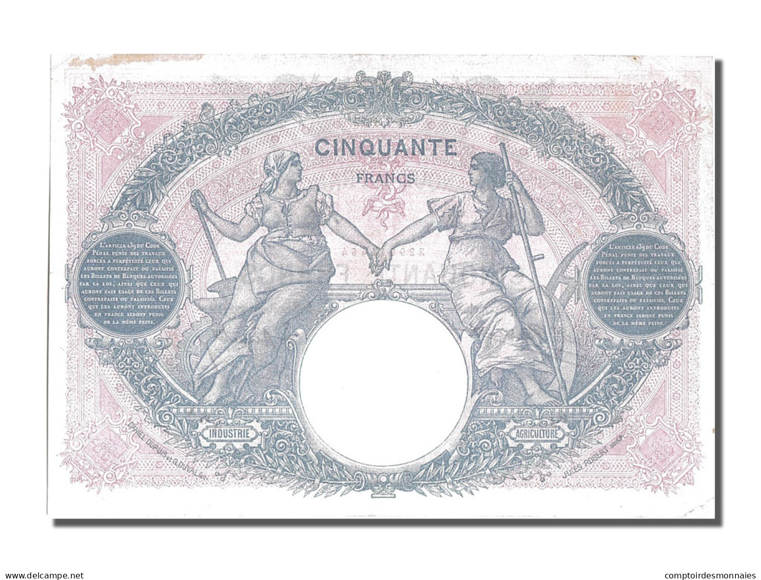 Billet, France, 50 Francs, 50 F 1889-1927 ''Bleu Et Rose'', 1922, 1922-07-29 - 50 F 1889-1927 ''Bleu Et Rose''