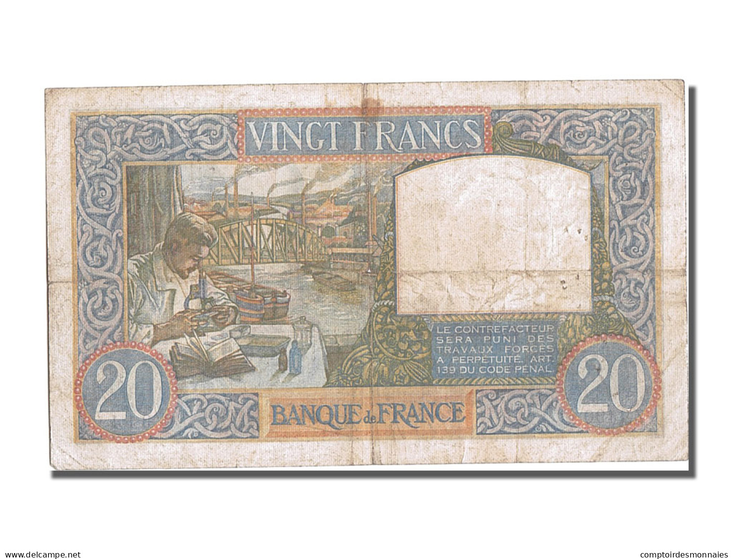 Billet, France, 20 Francs, 20 F 1939-1942 ''Science Et Travail'', 1940 - 20 F 1939-1942 ''Science Et Travail''