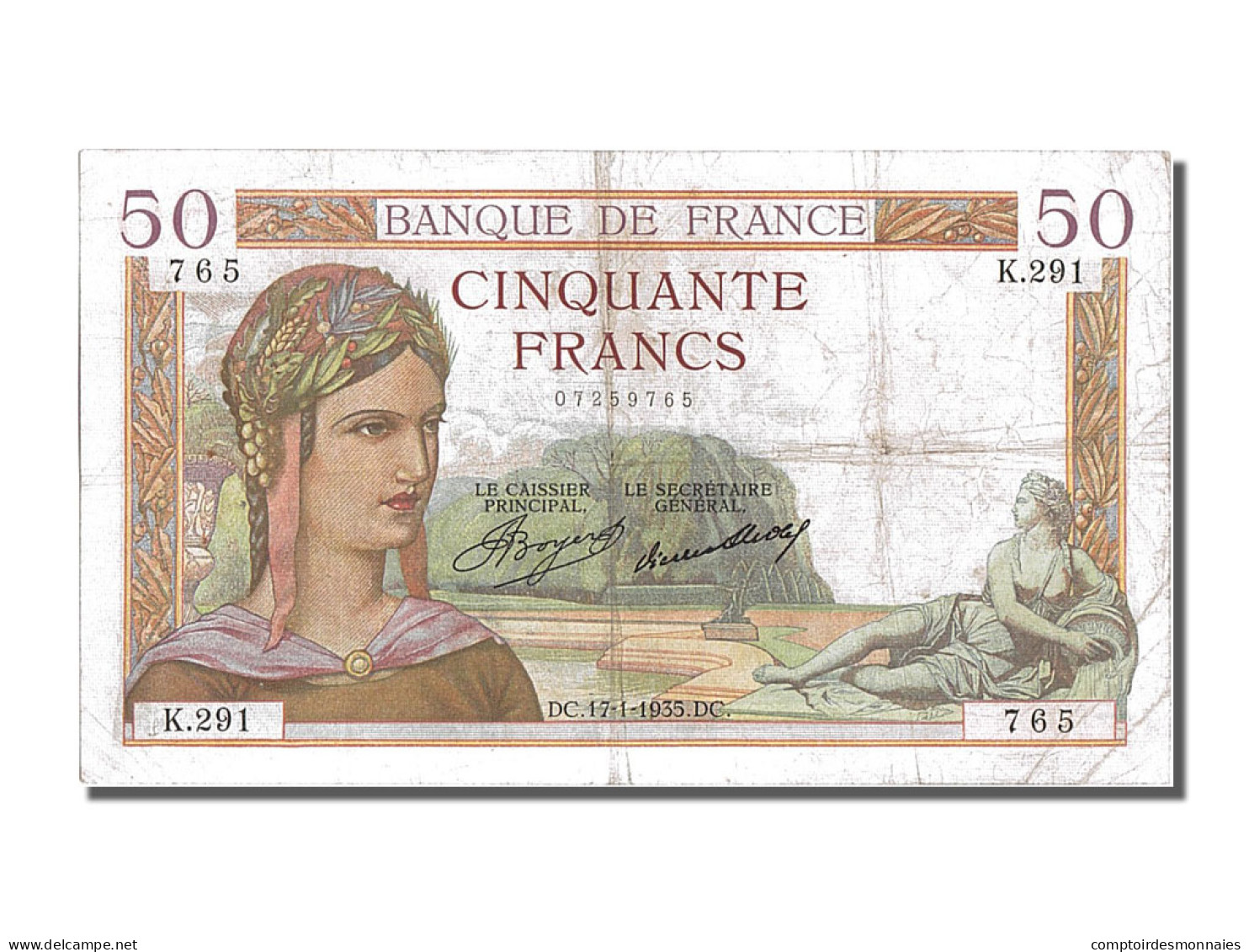 Billet, France, 50 Francs, 50 F 1934-1940 ''Cérès'', 1935, 1935-01-17, TB+ - 50 F 1934-1940 ''Cérès''