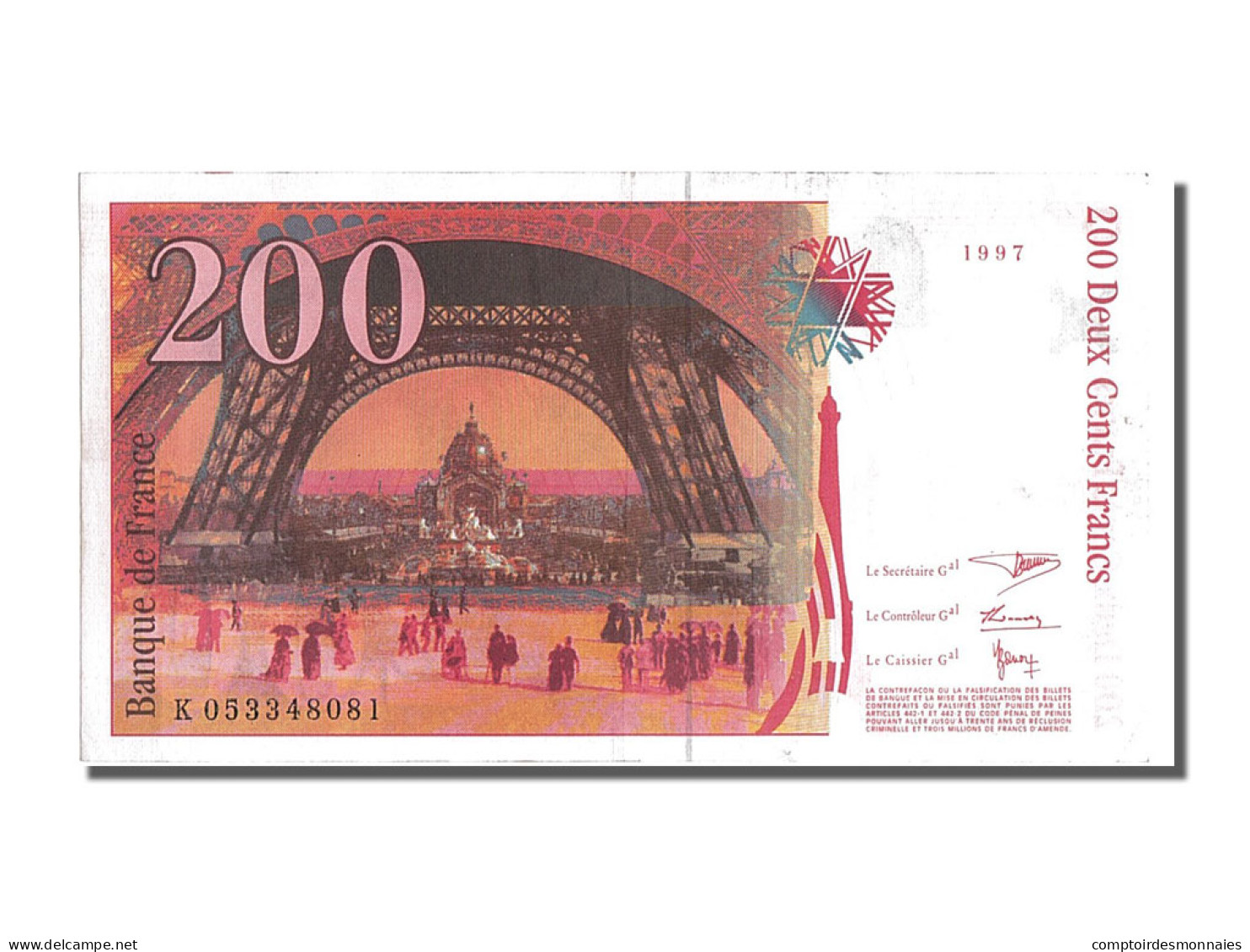 Billet, France, 200 Francs, 200 F 1995-1999 ''Eiffel'', 1997, SPL - 200 F 1995-1999 ''Eiffel''