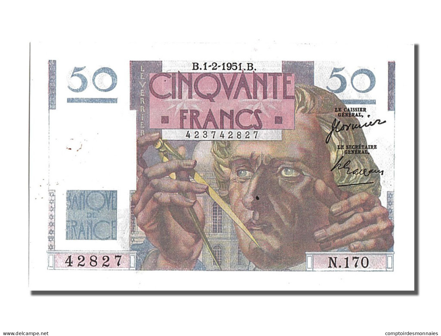 Billet, France, 50 Francs, 50 F 1946-1951 ''Le Verrier'', 1951, 1951-02-01, SPL - 50 F 1946-1951 ''Le Verrier''