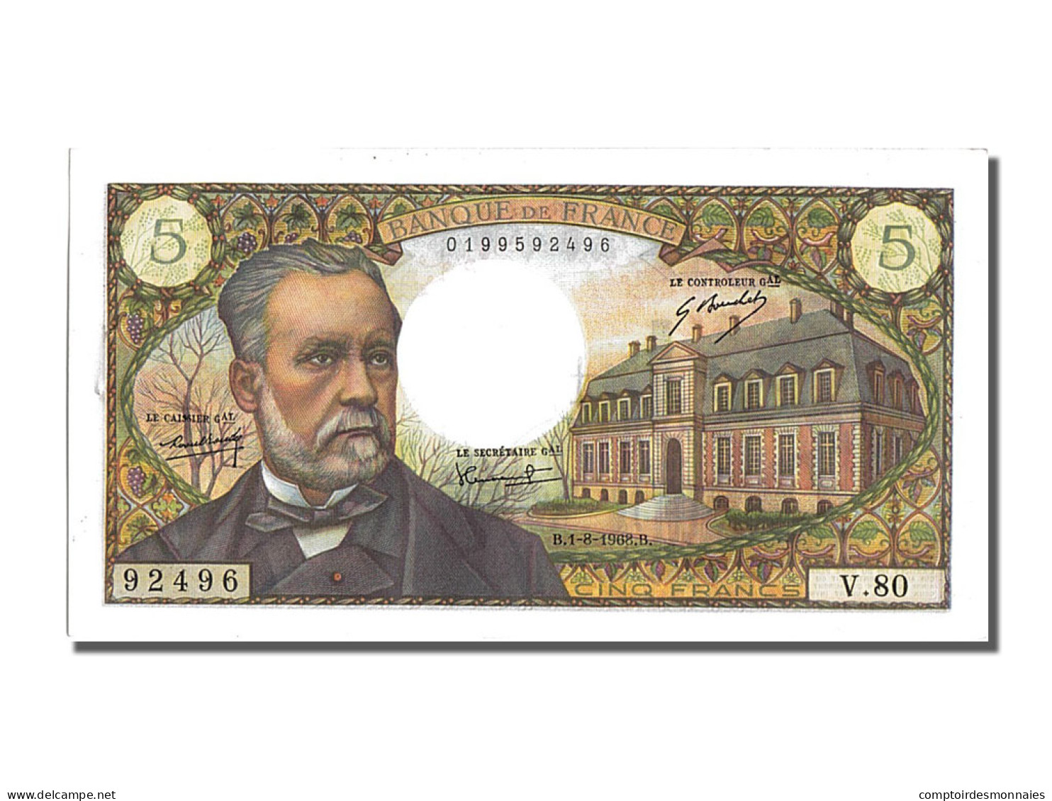 Billet, France, 5 Francs, 5 F 1966-1970 ''Pasteur'', 1968, 1968-08-01, SPL - 5 F 1966-1970 ''Pasteur''