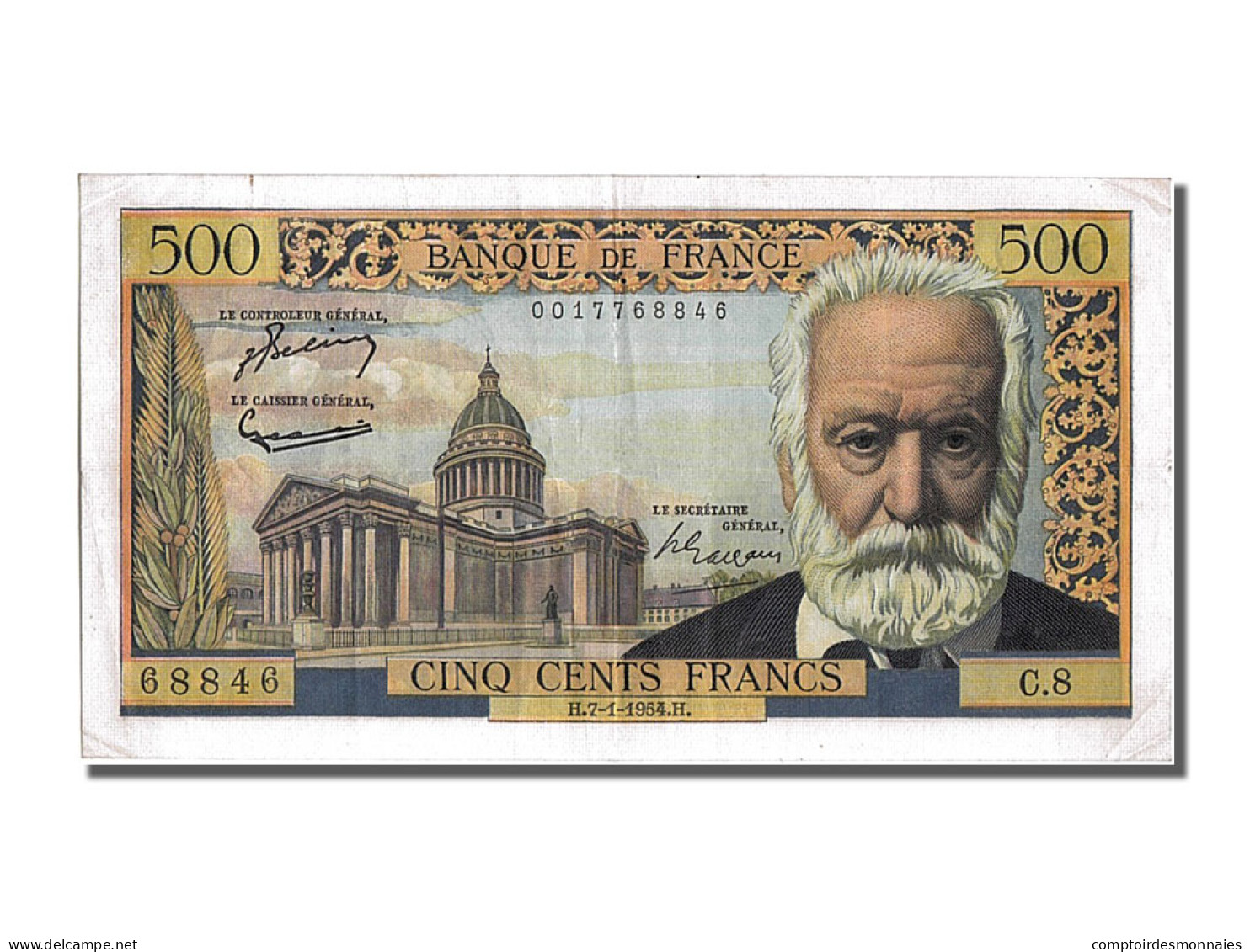 Billet, France, 500 Francs, 500 F 1954-1958 ''Victor Hugo'', 1954, 1954-01-07 - 500 F 1954-1958 ''Victor Hugo''