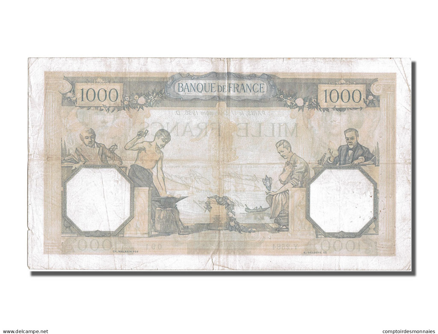 Billet, France, 1000 Francs, 1 000 F 1927-1940 ''Cérès Et Mercure'', 1936 - 1 000 F 1927-1940 ''Cérès E Mercure''