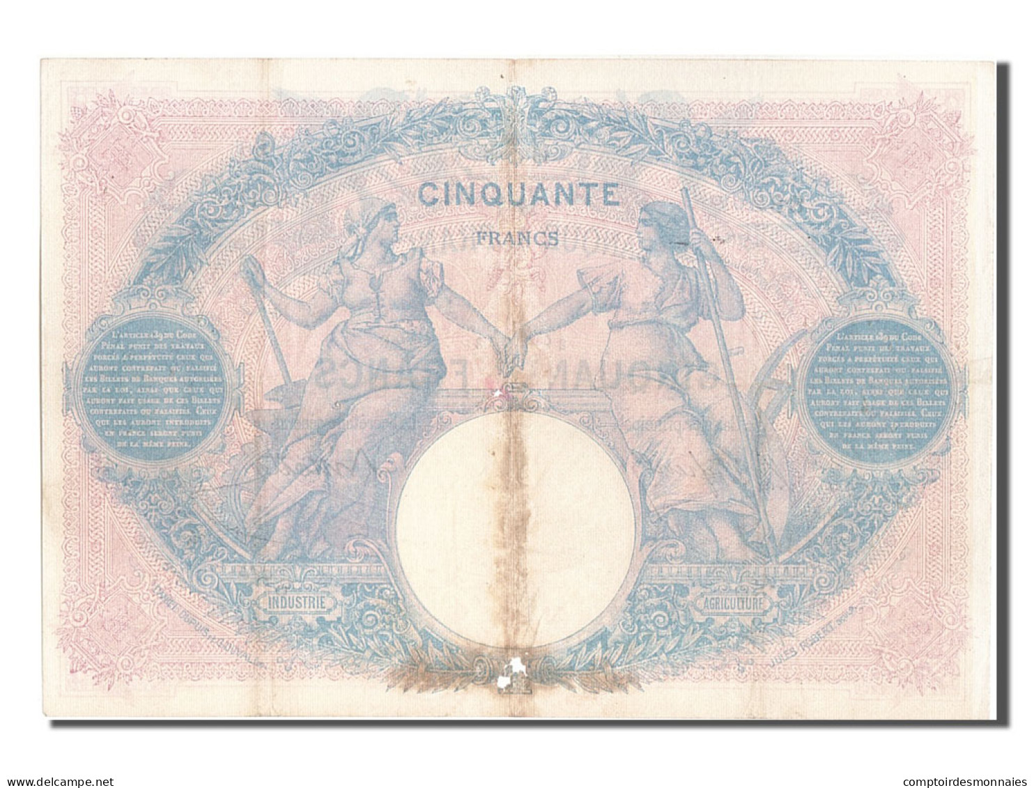 Billet, France, 50 Francs, 50 F 1889-1927 ''Bleu Et Rose'', 1890, 1890-04-15 - 50 F 1889-1927 ''Bleu Et Rose''