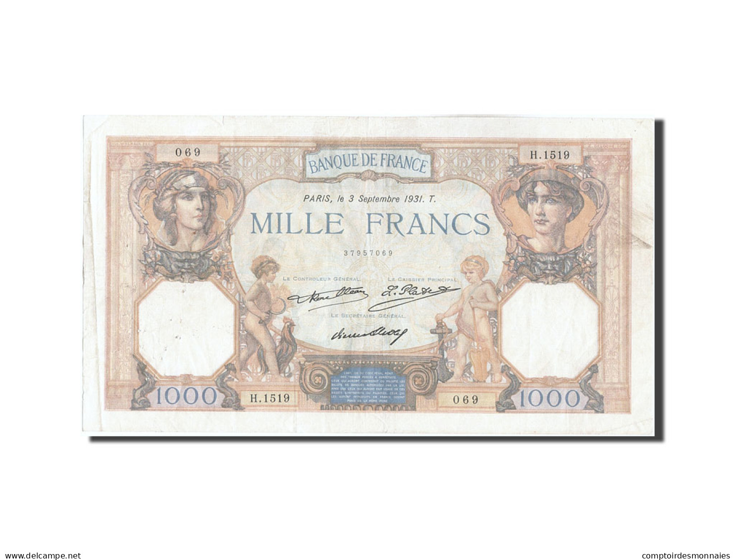 Billet, France, 1000 Francs, 1 000 F 1927-1940 ''Cérès Et Mercure'', 1931 - 1 000 F 1927-1940 ''Cérès Et Mercure''