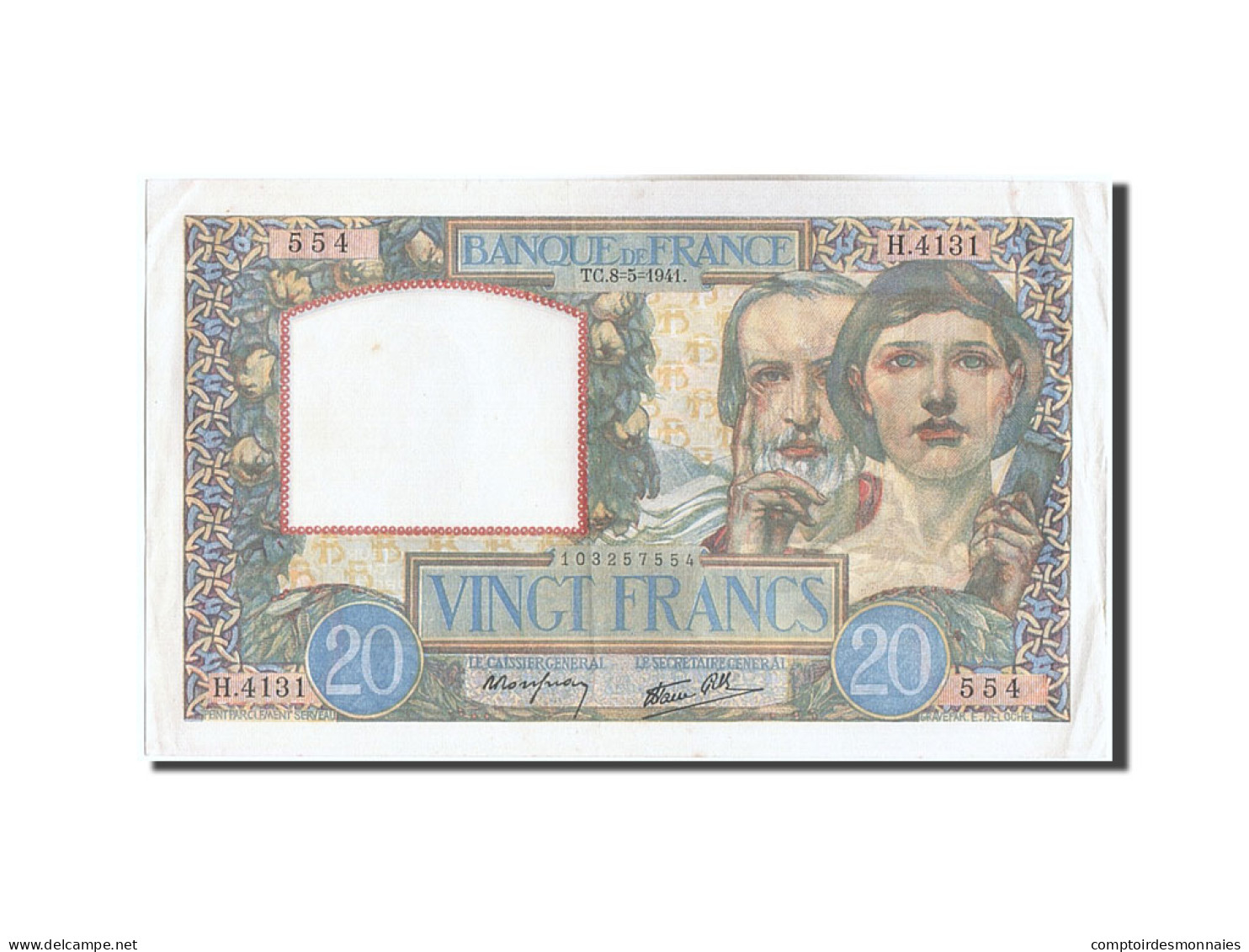 Billet, France, 20 Francs, 20 F 1939-1942 ''Science Et Travail'', 1941 - 20 F 1939-1942 ''Science Et Travail''