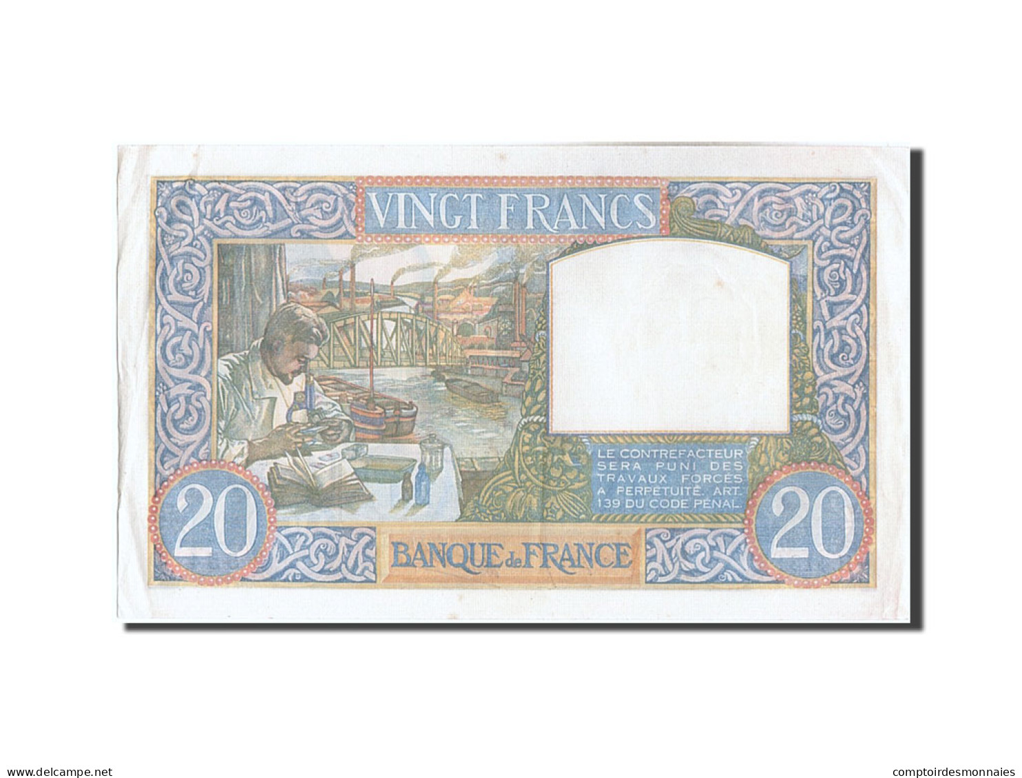 Billet, France, 20 Francs, 20 F 1939-1942 ''Science Et Travail'', 1941 - 20 F 1939-1942 ''Science Et Travail''