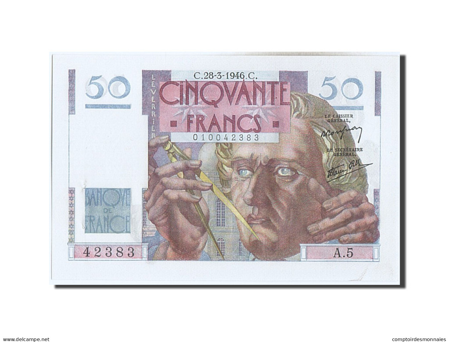 Billet, France, 50 Francs, 50 F 1946-1951 ''Le Verrier'', 1946, 1946-03-28, SPL - 50 F 1946-1951 ''Le Verrier''