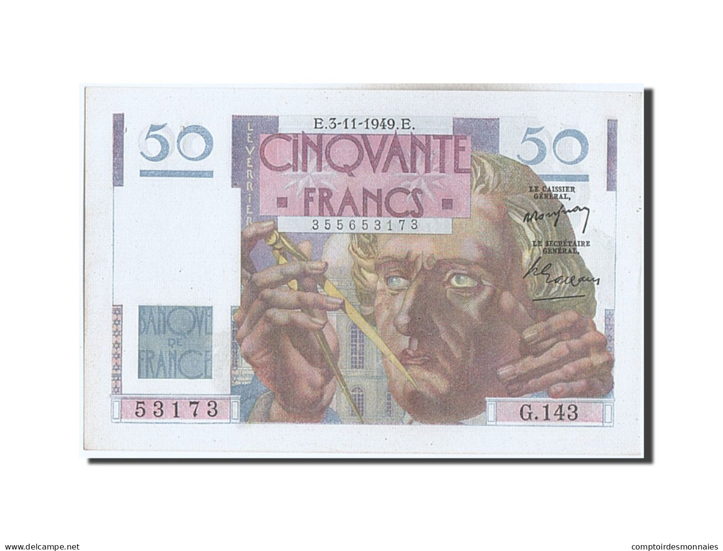 Billet, France, 50 Francs, 50 F 1946-1951 ''Le Verrier'', 1949, 1949-11-03 - 50 F 1946-1951 ''Le Verrier''