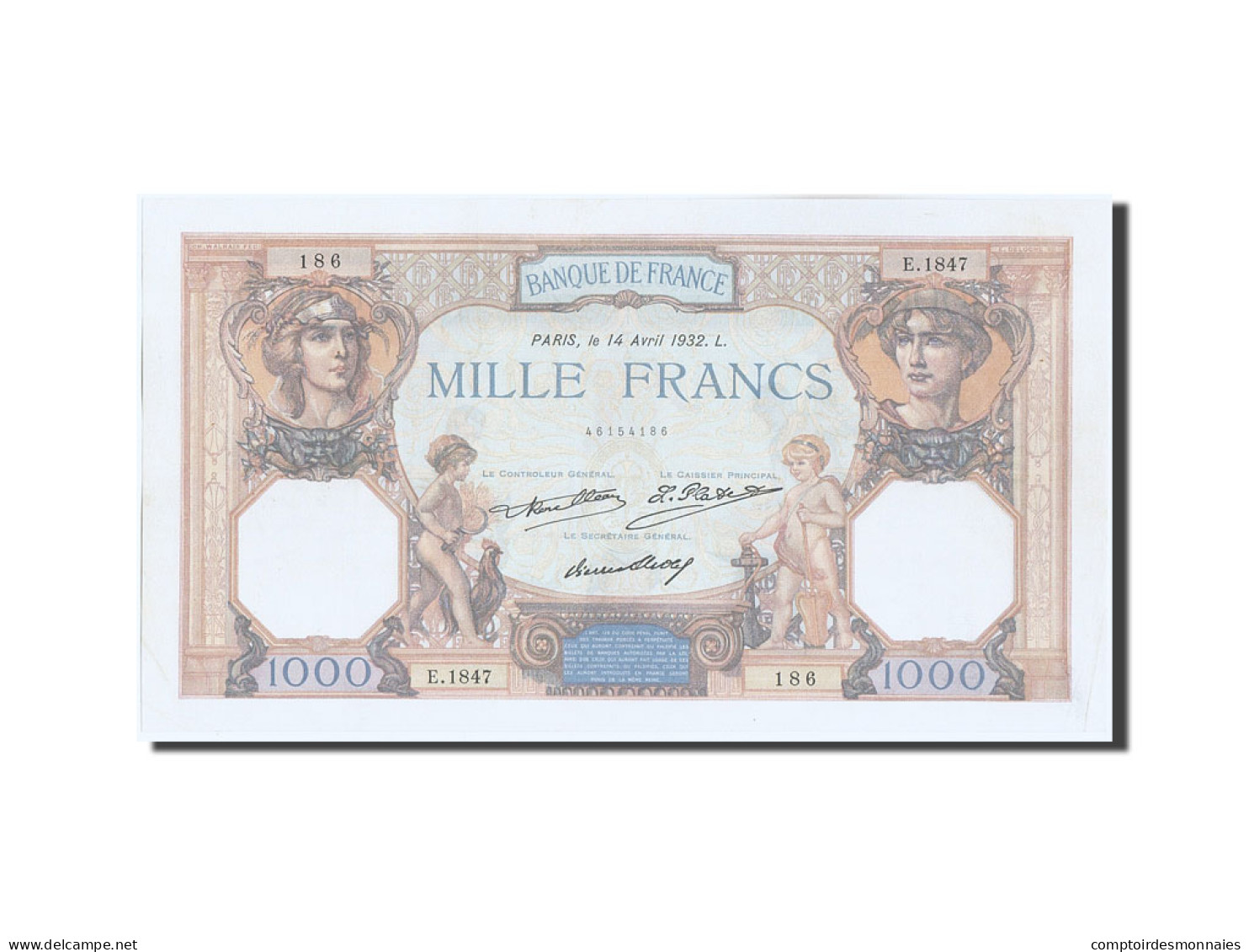 Billet, France, 1000 Francs, 1 000 F 1927-1940 ''Cérès Et Mercure'', 1932 - 1 000 F 1927-1940 ''Cérès Et Mercure''