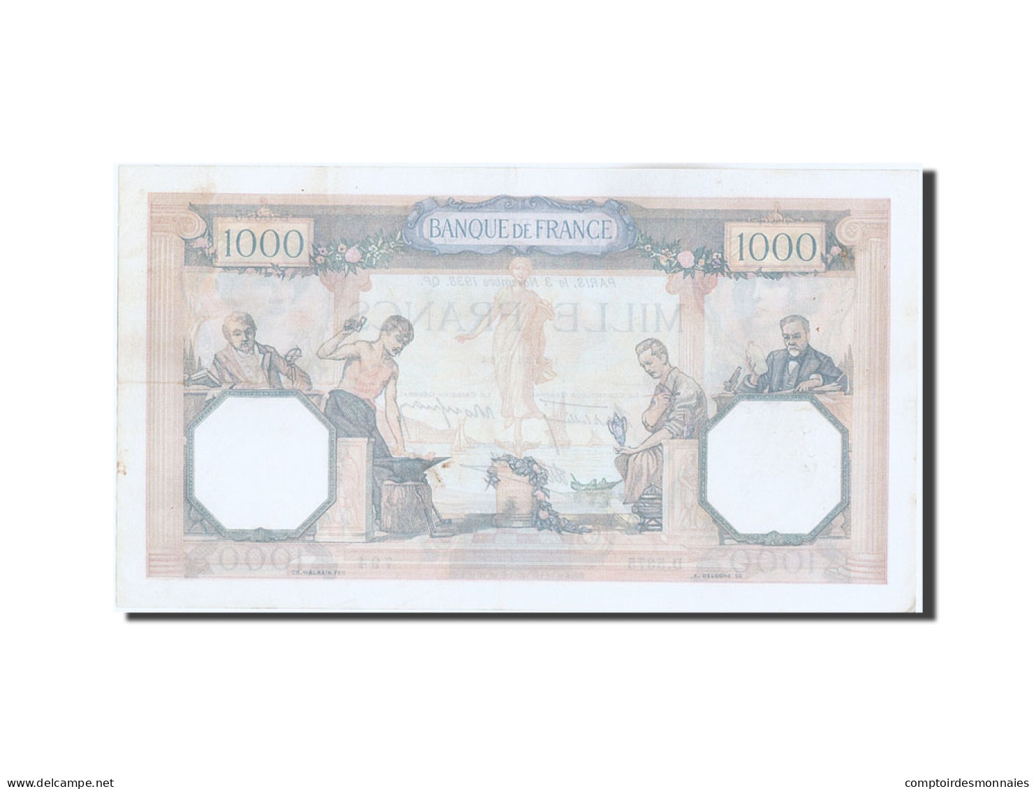Billet, France, 1000 Francs, 1 000 F 1927-1940 ''Cérès Et Mercure'', 1938 - 1 000 F 1927-1940 ''Cérès Et Mercure''