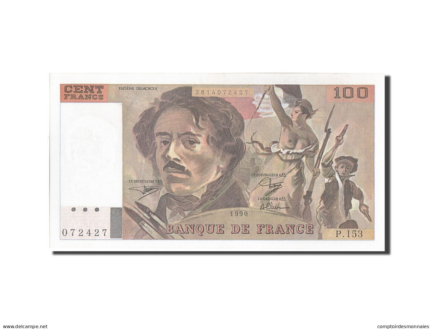 Billet, France, 100 Francs, 100 F 1978-1995 ''Delacroix'', 1990, 1990, SUP+ - 100 F 1978-1995 ''Delacroix''