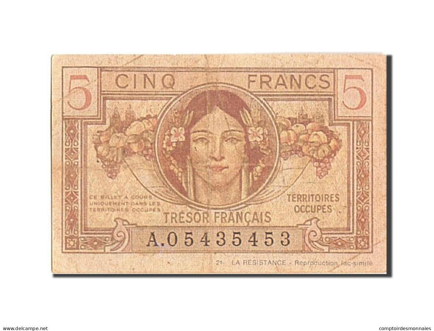 Billet, France, 5 Francs, 1947 French Treasury, 1947, 1947, TB, Fayette:VF 29.1 - 1947 Tesoro Francese