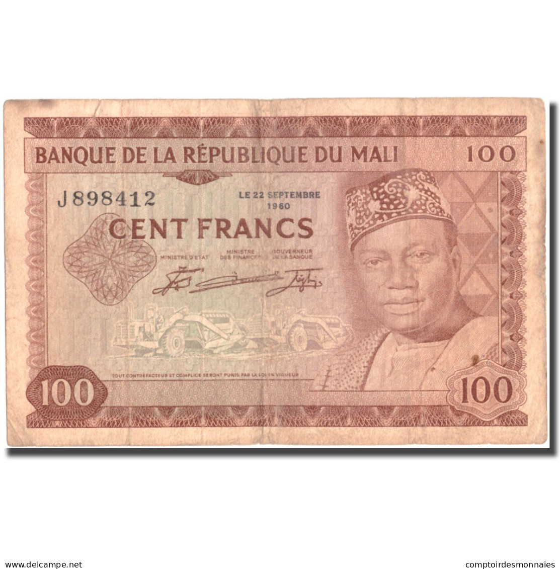 Billet, Mali, 100 Francs, 1967, 1960-09-22, KM:7a, TB+ - Malí