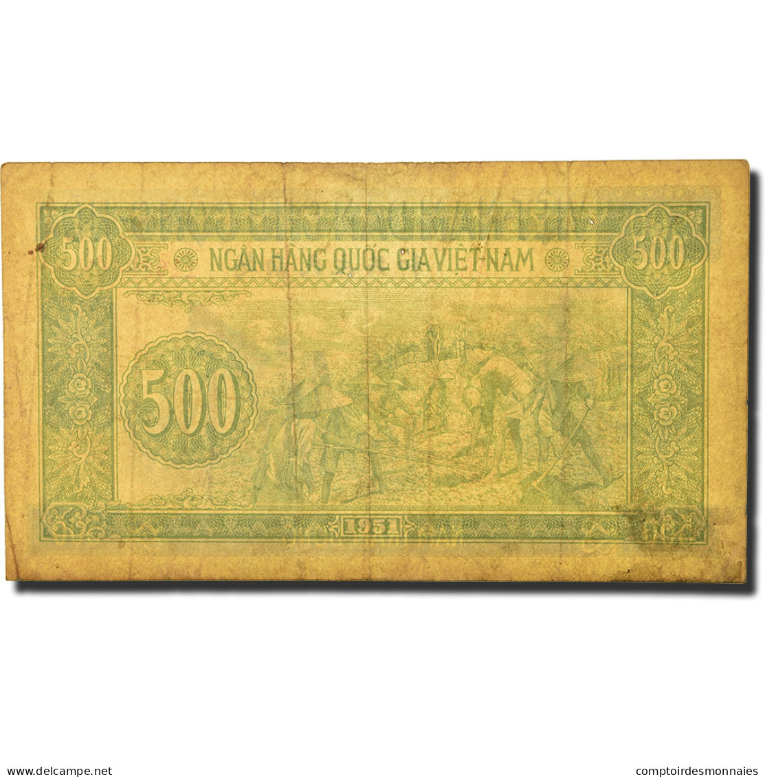 Billet, Viet Nam, 500 D<ox>ng, 1951, KM:64a, TB+ - Viêt-Nam